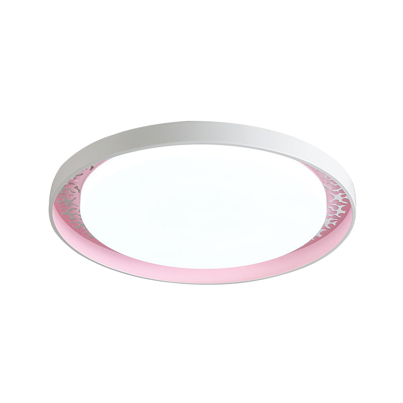 Minimalist Disc Thin Ceiling Flush Acrylic Children Bedroom LED Flush Mount Recessed Lighting in White/Green/Pink Clearhalo 'Ceiling Lights' 'Close To Ceiling Lights' 'Close to ceiling' 'Flush mount' Lighting' 814375