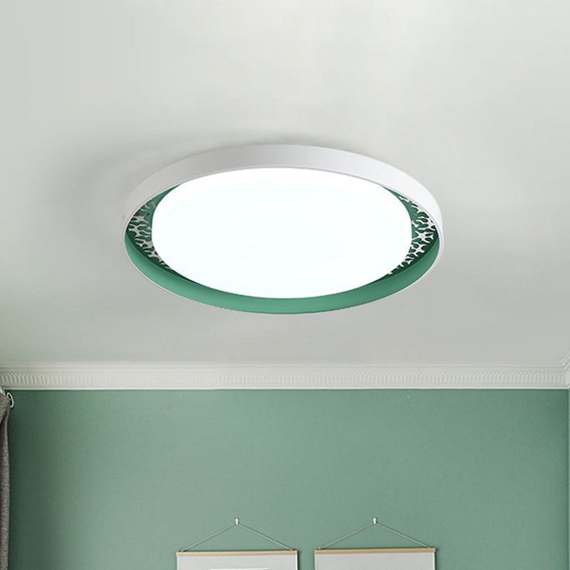 Minimalist Disc Thin Ceiling Flush Acrylic Children Bedroom LED Flush Mount Recessed Lighting in White/Green/Pink Clearhalo 'Ceiling Lights' 'Close To Ceiling Lights' 'Close to ceiling' 'Flush mount' Lighting' 814378