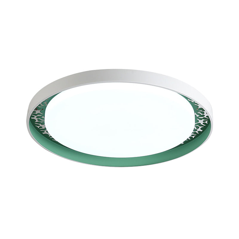 Minimalist Disc Thin Ceiling Flush Acrylic Children Bedroom LED Flush Mount Recessed Lighting in White/Green/Pink Clearhalo 'Ceiling Lights' 'Close To Ceiling Lights' 'Close to ceiling' 'Flush mount' Lighting' 814379