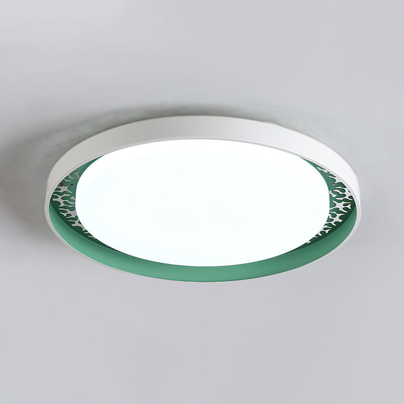 Minimalist Disc Thin Ceiling Flush Acrylic Children Bedroom LED Flush Mount Recessed Lighting in White/Green/Pink Clearhalo 'Ceiling Lights' 'Close To Ceiling Lights' 'Close to ceiling' 'Flush mount' Lighting' 814380