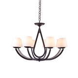 Opal Glass Black Chandelier Light Cone 3/6/8 Heads Traditionalism Ceiling Pendant for Living Room Clearhalo 'Ceiling Lights' 'Chandeliers' Lighting' options 814610