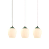 Tulip/Bell White Glass Cluster Pendant Classic 3 Heads Living Room Ceiling Suspension Lamp with Ceramic Top Clearhalo 'Ceiling Lights' 'Glass shade' 'Glass' 'Pendant Lights' 'Pendants' Lighting' 814690