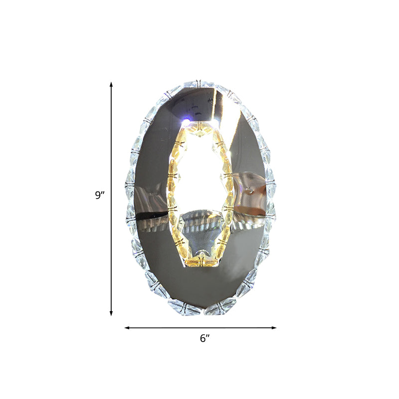 Circular Faceted Crystal Wall Light Fixture Modern LED Bedroom Wall Sconce Lighting in Chrome, Warm/White Light Clearhalo 'Modern wall lights' 'Modern' 'Wall Lamps & Sconces' 'Wall Lights' Lighting' 814722