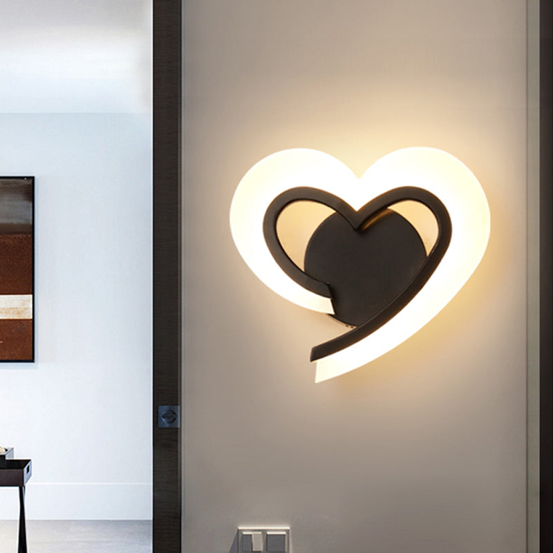 Minimalist Love Heart Wall Light Acrylic Bedside LED Sconce Lighting Fixture in Blue/White/Black Clearhalo 'Wall Lamps & Sconces' 'Wall Lights' Lighting' 814740