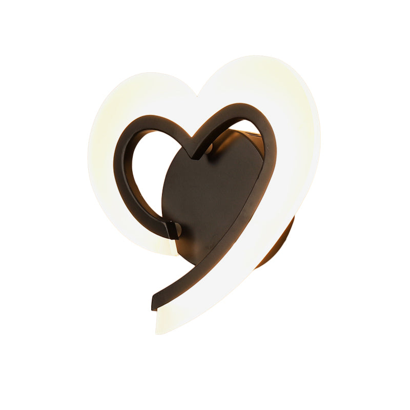 Minimalist Love Heart Wall Light Acrylic Bedside LED Sconce Lighting Fixture in Blue/White/Black Clearhalo 'Wall Lamps & Sconces' 'Wall Lights' Lighting' 814741