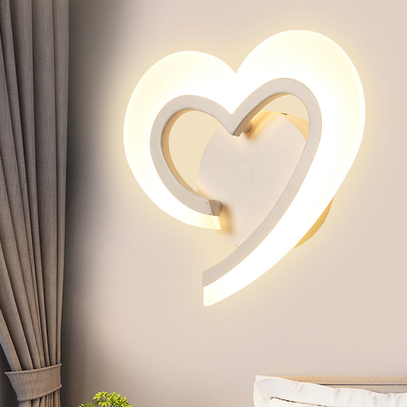 Minimalist Love Heart Wall Light Acrylic Bedside LED Sconce Lighting Fixture in Blue/White/Black Clearhalo 'Wall Lamps & Sconces' 'Wall Lights' Lighting' 814743