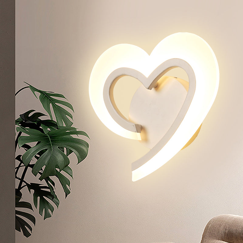 Minimalist Love Heart Wall Light Acrylic Bedside LED Sconce Lighting Fixture in Blue/White/Black Clearhalo 'Wall Lamps & Sconces' 'Wall Lights' Lighting' 814744