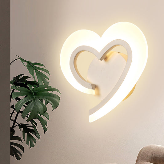 Minimalist Love Heart Wall Light Acrylic Bedside LED Sconce Lighting Fixture in Blue/White/Black Clearhalo 'Wall Lamps & Sconces' 'Wall Lights' Lighting' 814744