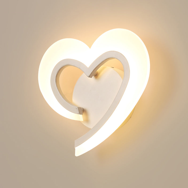 Minimalist Love Heart Wall Light Acrylic Bedside LED Sconce Lighting Fixture in Blue/White/Black Clearhalo 'Wall Lamps & Sconces' 'Wall Lights' Lighting' 814746