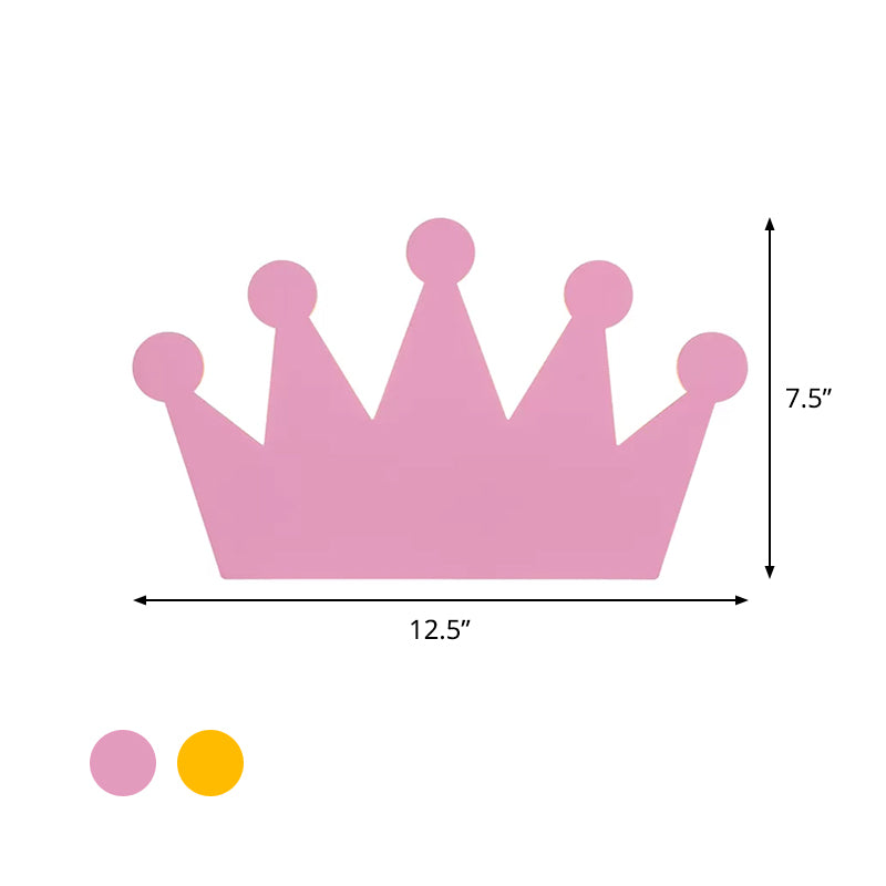 Crown Kids Bedroom Wall Light Fixture Wooden Cartoon LED Surface Wall Sconce in Yellow/Pink Clearhalo 'Wall Lamps & Sconces' 'Wall Lights' Lighting' 814778