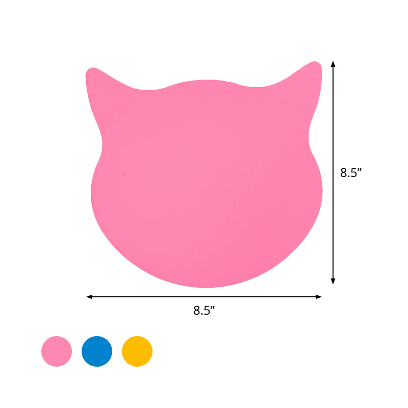 Cat Head Mini Wall Light Cartoon Wooden Kindergarten LED Flush Mount Wall Sconce in Pink/Blue/Yellow Clearhalo 'Wall Lamps & Sconces' 'Wall Lights' Lighting' 814794