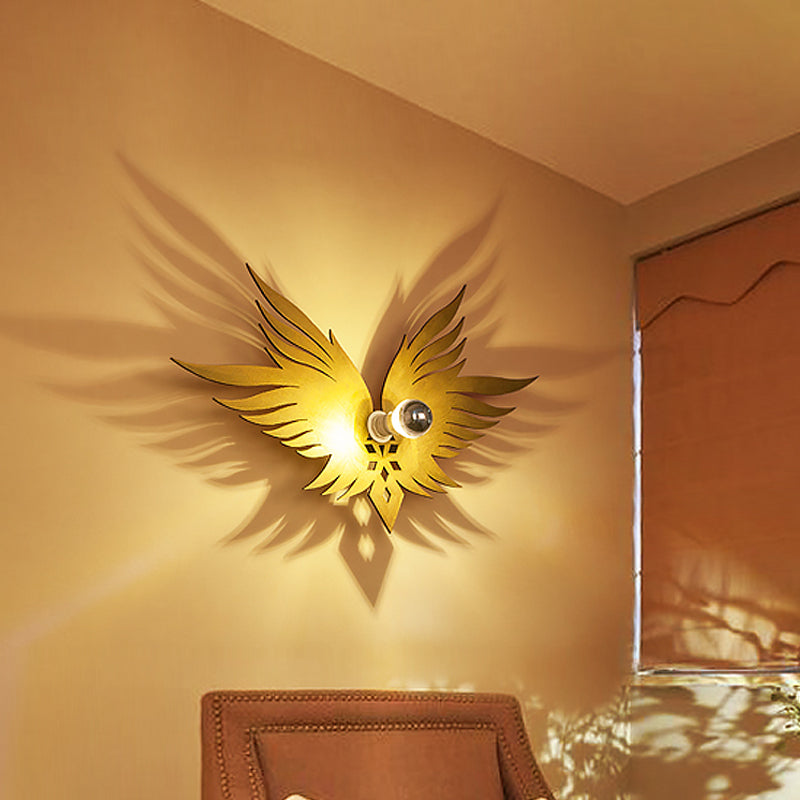 Wood Carved Eagle Wall Lamp Nordic Single Beige/Gold/Coffee Wall Sconce Lighting for Sitting Room Clearhalo 'Wall Lamps & Sconces' 'Wall Lights' Lighting' 814808