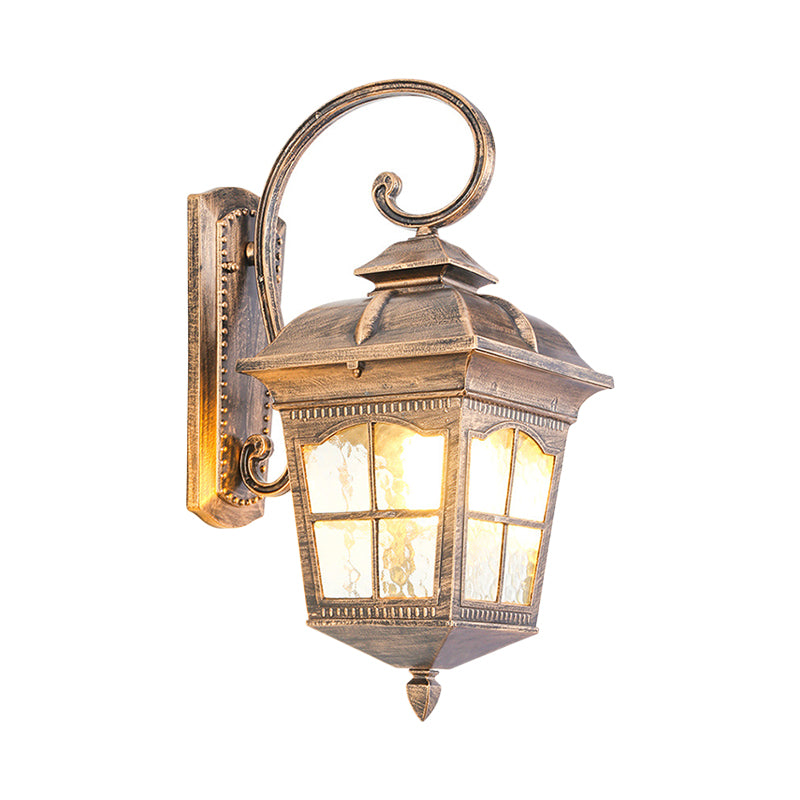 Lantern Yard Wall Mounted Lighting Classic Clear Ripple Glass 1-Light Bronze Wall Sconce Light Clearhalo 'Wall Lamps & Sconces' 'Wall Lights' Lighting' 814889