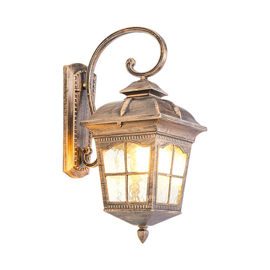 Lantern Yard Wall Mounted Lighting Classic Clear Ripple Glass 1-Light Bronze Wall Sconce Light Clearhalo 'Wall Lamps & Sconces' 'Wall Lights' Lighting' 814889