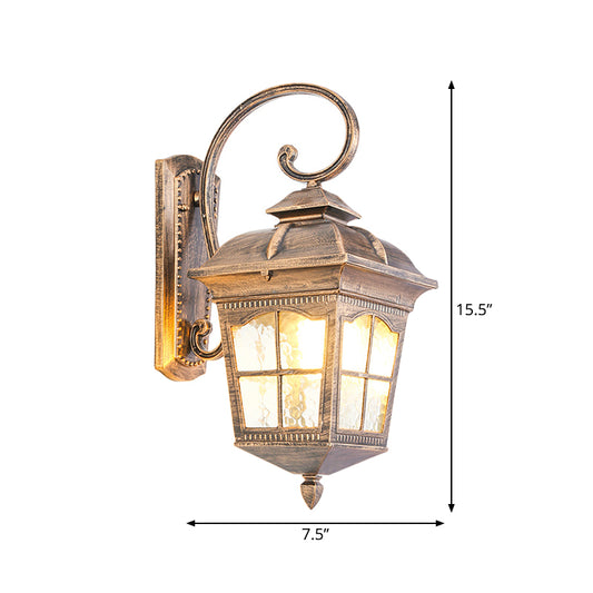 Lantern Yard Wall Mounted Lighting Classic Clear Ripple Glass 1-Light Bronze Wall Sconce Light Clearhalo 'Wall Lamps & Sconces' 'Wall Lights' Lighting' 814890