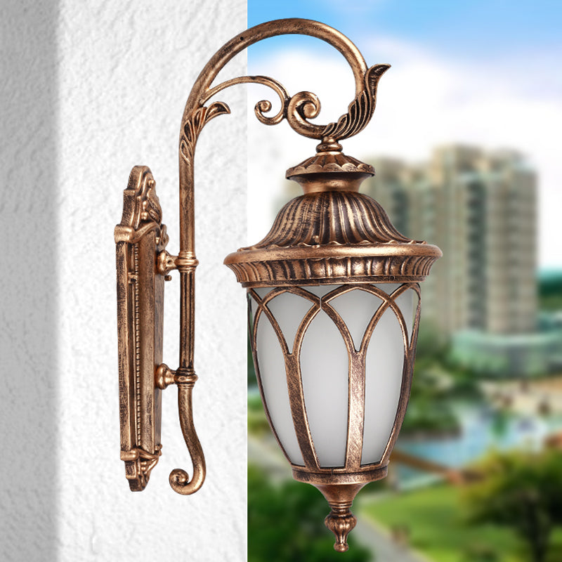 Pavilion Courtyard Wall Lighting Fixture Farmhouse Cream Glass 1-Light Black/Bronze Sconce Clearhalo 'Wall Lamps & Sconces' 'Wall Lights' Lighting' 814965