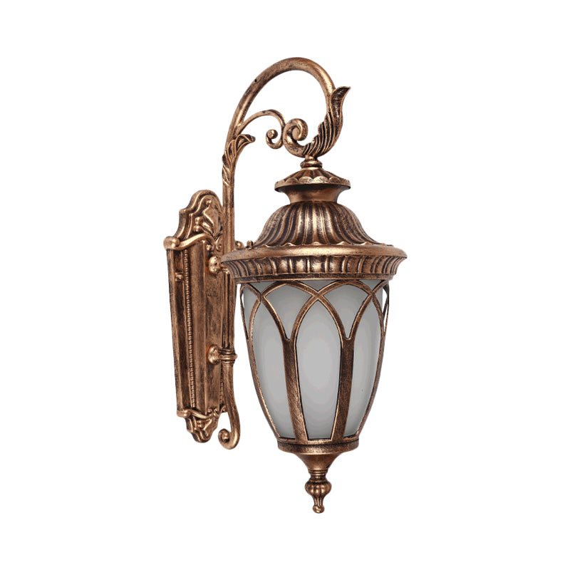 Pavilion Courtyard Wall Lighting Fixture Farmhouse Cream Glass 1-Light Black/Bronze Sconce Clearhalo 'Wall Lamps & Sconces' 'Wall Lights' Lighting' 814966