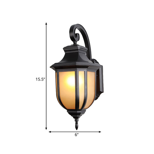 Tan Glass Black Wall Lamp Urn Shade 1-Light Traditional Style Wall Mount Light Fixture Clearhalo 'Wall Lamps & Sconces' 'Wall Lights' Lighting' 814987