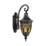 Metal Curving Wall Lighting Fixture Classic 1-Light Outdoor Wall Hanging Light in Black with Urn Yellow Glass Shade Clearhalo 'Wall Lamps & Sconces' 'Wall Lights' Lighting' 814994