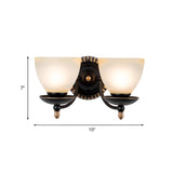 1/2-Head Bud Wall Light Fixture Traditional Black Frosted White Glass Sconce Wall Lighting for Bedroom Clearhalo 'Wall Lamps & Sconces' 'Wall Lights' Lighting' 815099