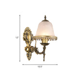 Brass Bell Sconce Lighting Fixture Classic Ivory Glass 1/2-Head Living Rom Wall Mounted Light Clearhalo 'Wall Lamps & Sconces' 'Wall Lights' Lighting' 815146