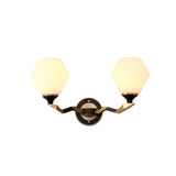 1/2-Bulb Hexagon Wall Light Sconce Classic Black and Gold Frosted Glass Wall Lighting Fixture Clearhalo 'Wall Lamps & Sconces' 'Wall Lights' Lighting' 815185