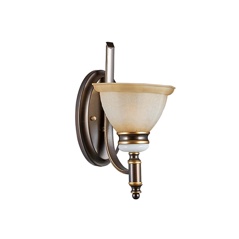 Curvy Arm Frosted Glass Sconce Traditionalism 1/2-Bulb Living Room Wall Mounted Lamp in Black Clearhalo 'Wall Lamps & Sconces' 'Wall Lights' Lighting' 815193