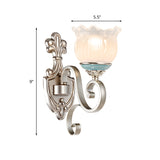 Silver 1/2-Head Wall Lighting Traditional Cream Glass Blossom Wall Sconce Light with Scrolled Arm Clearhalo 'Wall Lamps & Sconces' 'Wall Lights' Lighting' 815260