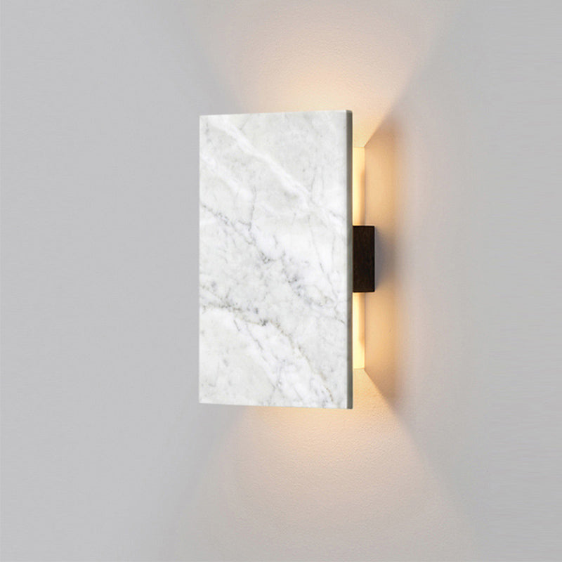2 Lights Bedside Wall Light Sconce Simple Grey Wall Mounted Lamp with Rectangle Panel Marble Shade Clearhalo 'Modern wall lights' 'Modern' 'Wall Lamps & Sconces' 'Wall Lights' Lighting' 815280