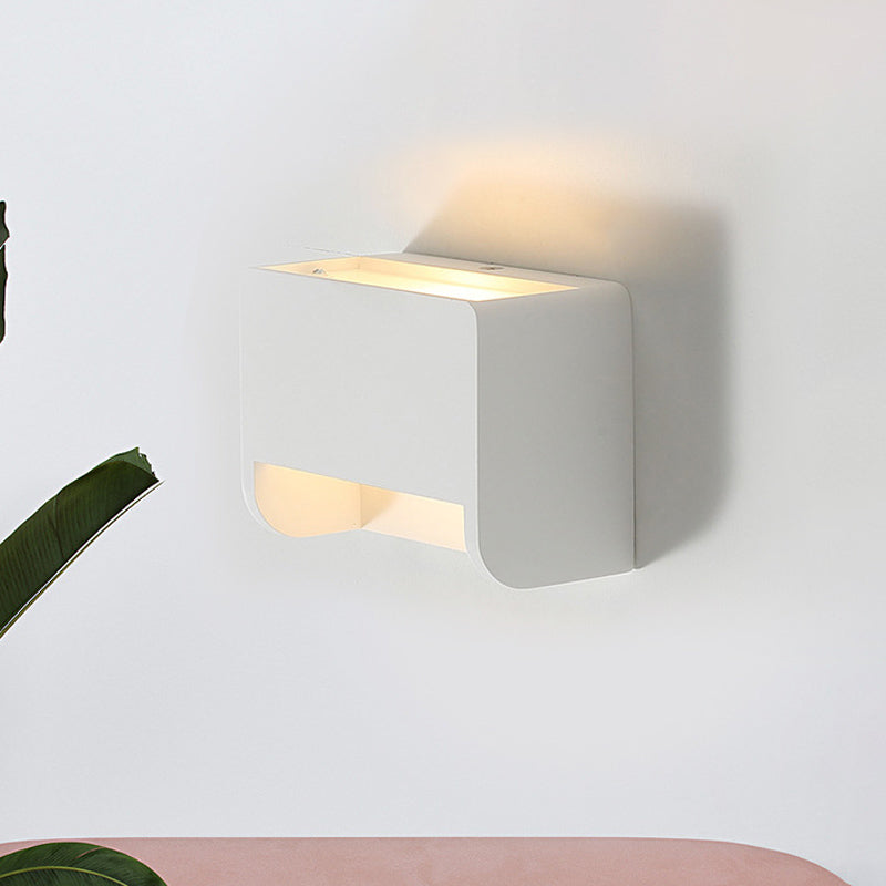 Minimalist Box Shape Sconce Light Fixture Gypsum 1-Light Bedroom LED Wall Lamp in White Clearhalo 'Modern wall lights' 'Modern' 'Wall Lamps & Sconces' 'Wall Lights' Lighting' 815291