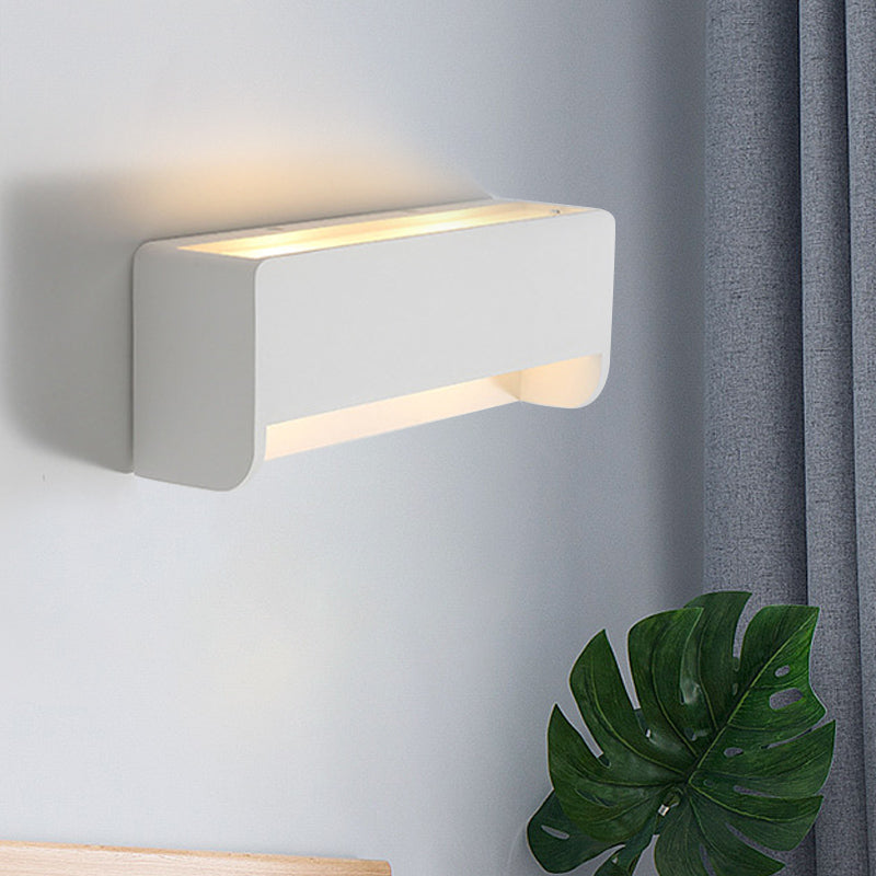 1-Bulb Bedside LED Wall Lighting Modernism White Finish Sconce Lamp with Rectangle Gypsum Shade White Clearhalo 'Modern wall lights' 'Modern' 'Wall Lamps & Sconces' 'Wall Lights' Lighting' 815294