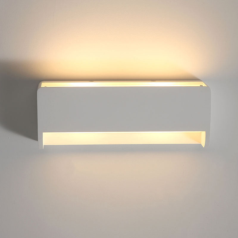 1-Bulb Bedside LED Wall Lighting Modernism White Finish Sconce Lamp with Rectangle Gypsum Shade Clearhalo 'Modern wall lights' 'Modern' 'Wall Lamps & Sconces' 'Wall Lights' Lighting' 815296