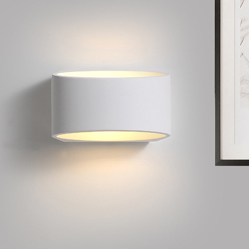 Oblong LED Wall Sconce Lighting Minimalist Gypsum 1-Head White Wall Lamp Fixture White Clearhalo 'Modern wall lights' 'Modern' 'Wall Lamps & Sconces' 'Wall Lights' Lighting' 815298