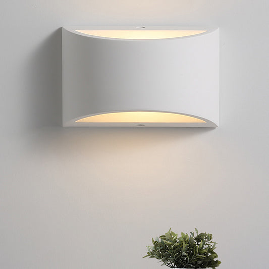 Gypsum Half-Oval Sconce Lamp Modernism 1-Light White LED Wall Mounted Light for Bedroom White Clearhalo 'Modern wall lights' 'Modern' 'Wall Lamps & Sconces' 'Wall Lights' Lighting' 815302