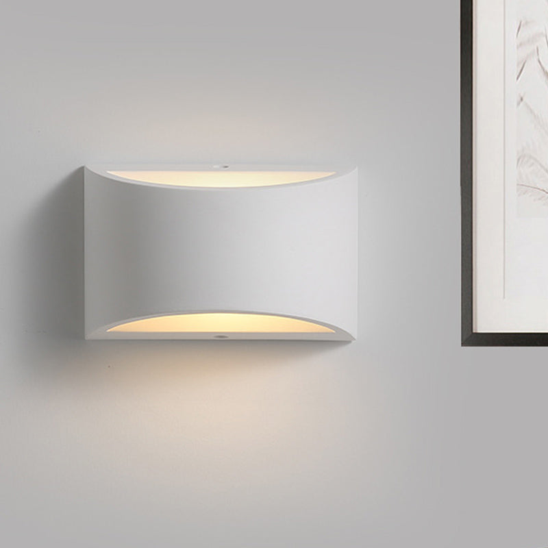 Gypsum Half-Oval Sconce Lamp Modernism 1-Light White LED Wall Mounted Light for Bedroom Clearhalo 'Modern wall lights' 'Modern' 'Wall Lamps & Sconces' 'Wall Lights' Lighting' 815303