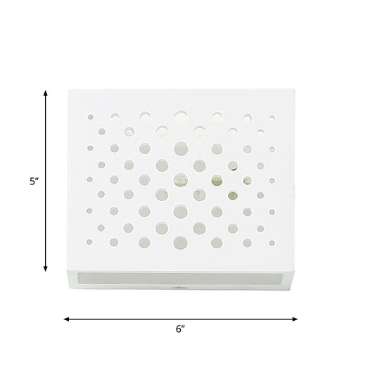 White Laser-Cut Box Shape Wall Light Sconce Modernism 1 Head Gypsum LED Wall Lamp Clearhalo 'Modern wall lights' 'Modern' 'Wall Lamps & Sconces' 'Wall Lights' Lighting' 815309