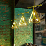 3 Heads Triangle Chandelier Lamp with Wire Frame Vintage Style Black/Red Metallic Hanging Ceiling Fixture Clearhalo 'Cast Iron' 'Ceiling Lights' 'Chandeliers' 'Industrial Chandeliers' 'Industrial' 'Metal' 'Middle Century Chandeliers' 'Rustic Chandeliers' 'Tiffany' Lighting' 81533