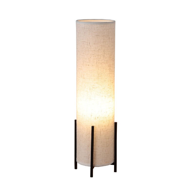 Tubular Shape Fabric Nightstand Light Minimalism 1 Light Beige Reading Book Lamp Clearhalo 'Lamps' 'Table Lamps' Lighting' 815374