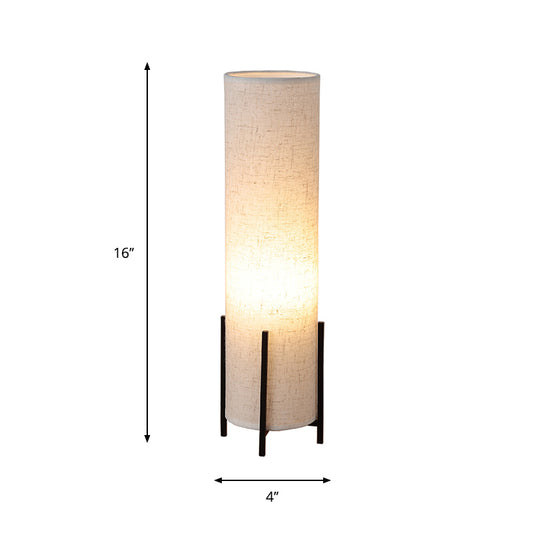 Tubular Shape Fabric Nightstand Light Minimalism 1 Light Beige Reading Book Lamp Clearhalo 'Lamps' 'Table Lamps' Lighting' 815375
