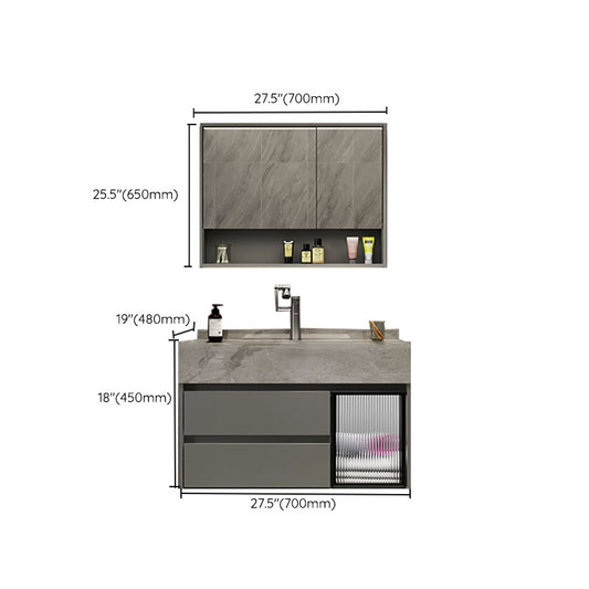 Grey Wall Mount Wood Bathroom Vanity Set with Mirror Included Clearhalo 'Bathroom Remodel & Bathroom Fixtures' 'Bathroom Vanities' 'bathroom_vanities' 'Home Improvement' 'home_improvement' 'home_improvement_bathroom_vanities' 8156469