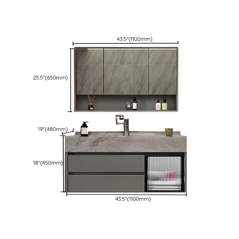 Grey Wall Mount Wood Bathroom Vanity Set with Mirror Included Clearhalo 'Bathroom Remodel & Bathroom Fixtures' 'Bathroom Vanities' 'bathroom_vanities' 'Home Improvement' 'home_improvement' 'home_improvement_bathroom_vanities' 8156473