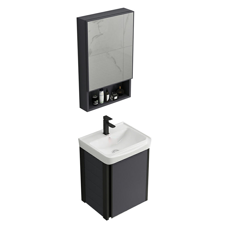 Wall Mount Modern Single-Sink Open Console with Sink Set with Soft Close Door Vanity & Faucet & Mirror Cabinet 17"L x 14"W x 20.5"H Ceramic Clearhalo 'Bathroom Remodel & Bathroom Fixtures' 'Bathroom Vanities' 'bathroom_vanities' 'Home Improvement' 'home_improvement' 'home_improvement_bathroom_vanities' 8157228