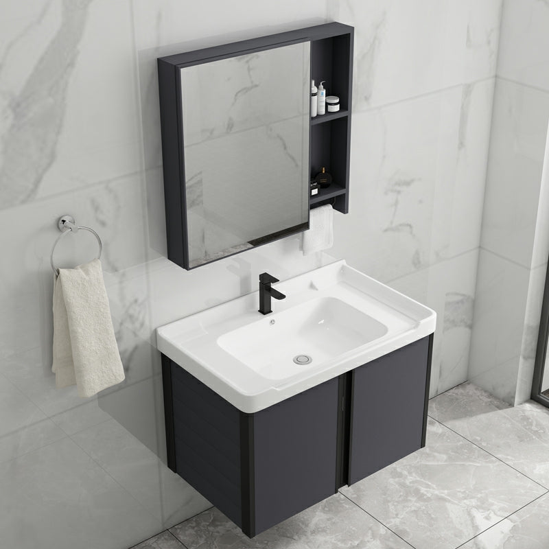 Wall Mount Modern Single-Sink Open Console with Sink Set with Soft Close Door Clearhalo 'Bathroom Remodel & Bathroom Fixtures' 'Bathroom Vanities' 'bathroom_vanities' 'Home Improvement' 'home_improvement' 'home_improvement_bathroom_vanities' 8157233