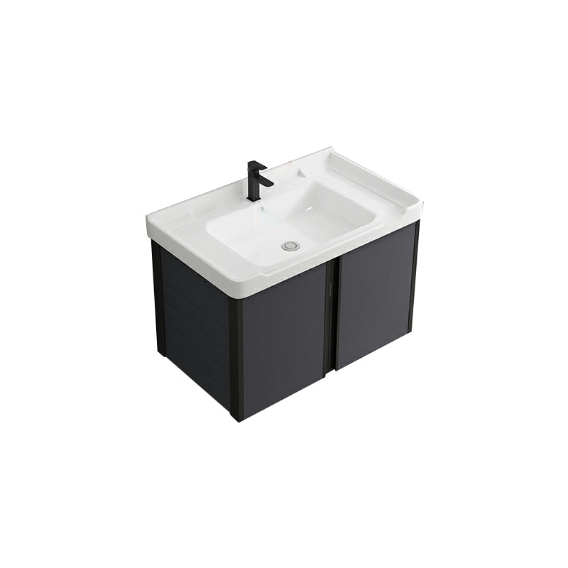 Wall Mount Modern Single-Sink Open Console with Sink Set with Soft Close Door Vanity & Faucet Ceramic Clearhalo 'Bathroom Remodel & Bathroom Fixtures' 'Bathroom Vanities' 'bathroom_vanities' 'Home Improvement' 'home_improvement' 'home_improvement_bathroom_vanities' 8157245