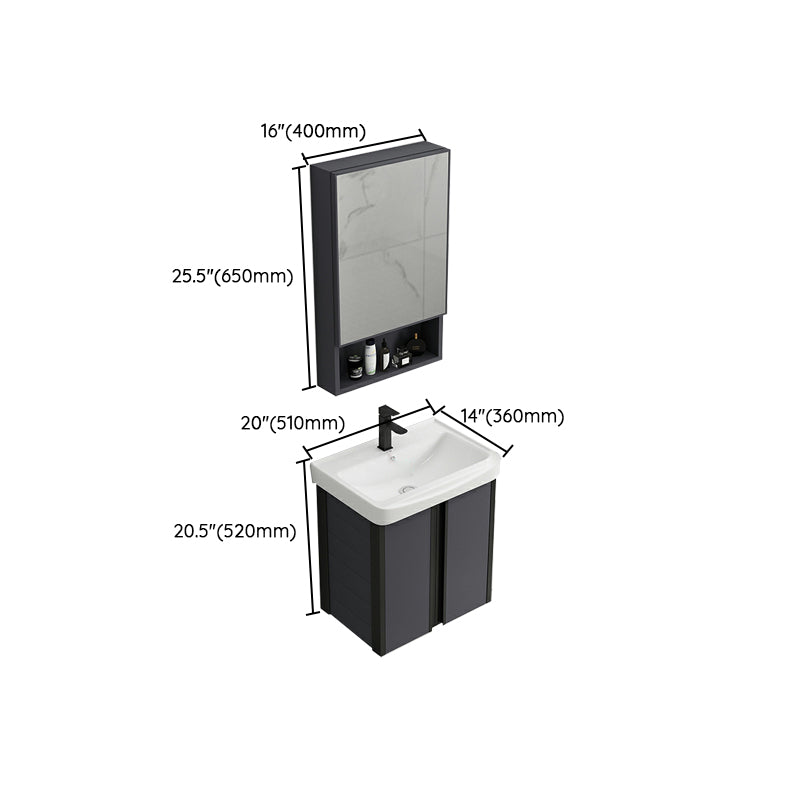 Wall Mount Modern Single-Sink Open Console with Sink Set with Soft Close Door Clearhalo 'Bathroom Remodel & Bathroom Fixtures' 'Bathroom Vanities' 'bathroom_vanities' 'Home Improvement' 'home_improvement' 'home_improvement_bathroom_vanities' 8157260