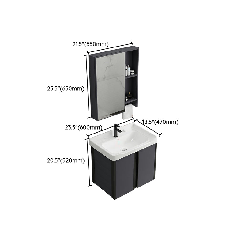 Wall Mount Modern Single-Sink Open Console with Sink Set with Soft Close Door Clearhalo 'Bathroom Remodel & Bathroom Fixtures' 'Bathroom Vanities' 'bathroom_vanities' 'Home Improvement' 'home_improvement' 'home_improvement_bathroom_vanities' 8157262