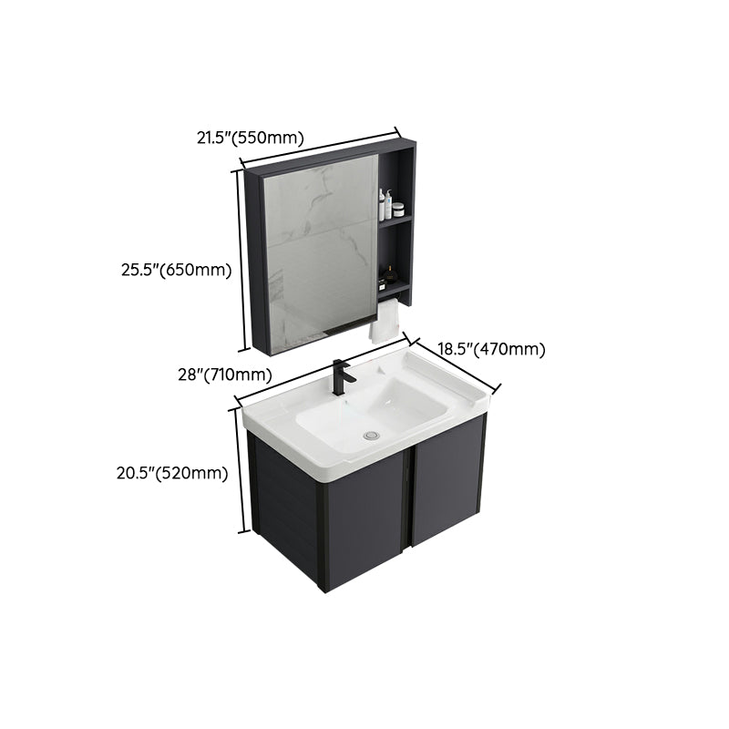 Wall Mount Modern Single-Sink Open Console with Sink Set with Soft Close Door Clearhalo 'Bathroom Remodel & Bathroom Fixtures' 'Bathroom Vanities' 'bathroom_vanities' 'Home Improvement' 'home_improvement' 'home_improvement_bathroom_vanities' 8157264