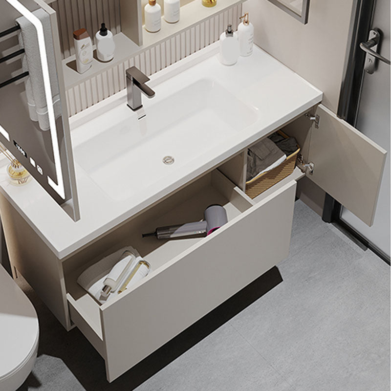 Single Sink Bathroom Vanity Set Overflow Wood Frame Wall Mounted with Drawer Clearhalo 'Bathroom Remodel & Bathroom Fixtures' 'Bathroom Vanities' 'bathroom_vanities' 'Home Improvement' 'home_improvement' 'home_improvement_bathroom_vanities' 8162610