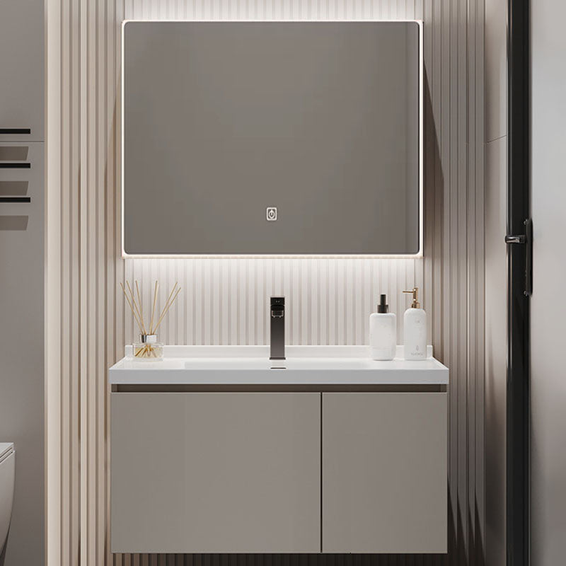 Single Sink Bathroom Vanity Set Overflow Wood Frame Wall Mounted with Drawer Vanity & Faucet & Smart Mirror 31"L x 20"W x 17"H Clearhalo 'Bathroom Remodel & Bathroom Fixtures' 'Bathroom Vanities' 'bathroom_vanities' 'Home Improvement' 'home_improvement' 'home_improvement_bathroom_vanities' 8162620