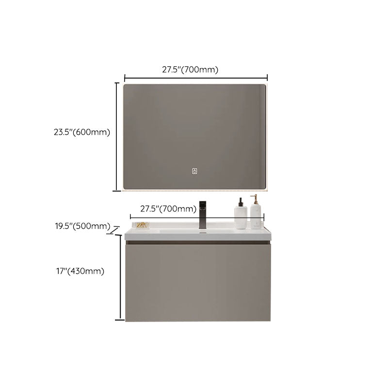Single Sink Bathroom Vanity Set Overflow Wood Frame Wall Mounted with Drawer Clearhalo 'Bathroom Remodel & Bathroom Fixtures' 'Bathroom Vanities' 'bathroom_vanities' 'Home Improvement' 'home_improvement' 'home_improvement_bathroom_vanities' 8162628